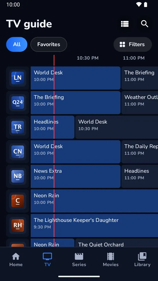 Das Raster-TV-Programm auf dem Smartphone